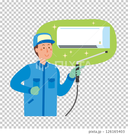 エアコンクリーニングをする男性作業員 126165403