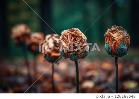 Dried flowers in the forest close-up. Autumn background Dried flowers in the forest close-up. Autumn background 126165648