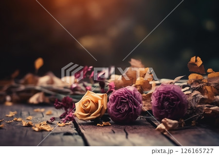 Dried flowers close-up. Autumn background 126165727