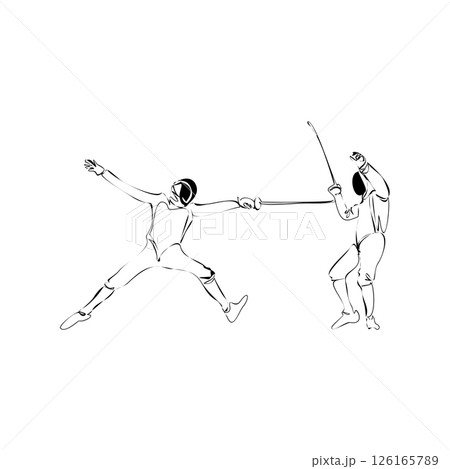 Fencing player or swardsman doodle style sketch illustration Fencing player or swardsman doodle style sketch illustration 126165789
