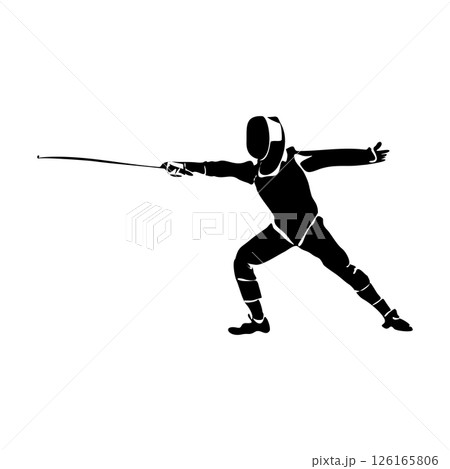 Fencing player or swardsman doodle style sketch illustration 126165806