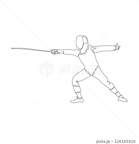 Fencing player or swardsman doodle style sketch illustration 126165810