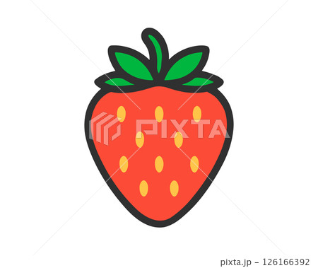 Flat cartoon style Strawberry icon symbol shape. Summer red Fruit berry logo sign. Vector illustration image. Isolated on white background. Flat cartoon style Strawberry icon symbol shape. Summer red Fruit berry logo sign. Vector illustration image. Isolated on white background. 126166392