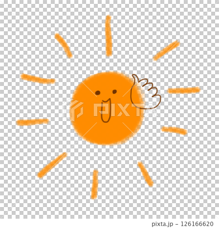 Smiling sun illustration material (JPEG/PNG) 126166620