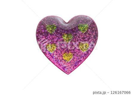 Heart shape hologram sticker isolated on white background 126167066