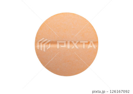 Orange medicine pill tablet isolated on white background 126167092