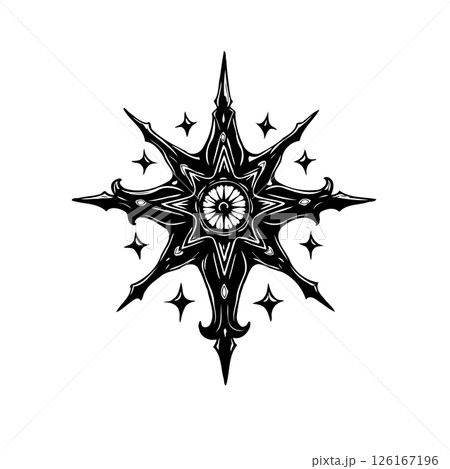 Intricate monochromatic stellar design with captivating central optical illusion Intricate monochromatic stellar design with captivating central optical illusion 126167196