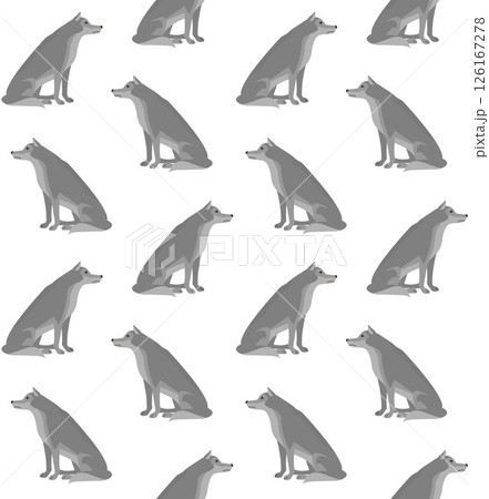 Vector seamless pattern of flat sitting wolf 126167278