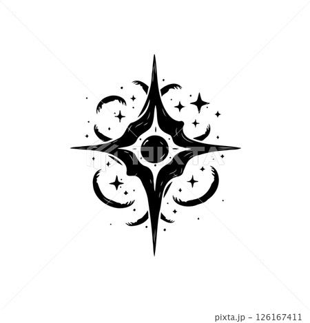 Elegant cosmic starburst design with celestial elements for modern aesthetics Elegant cosmic starburst design with celestial elements for modern aesthetics 126167411