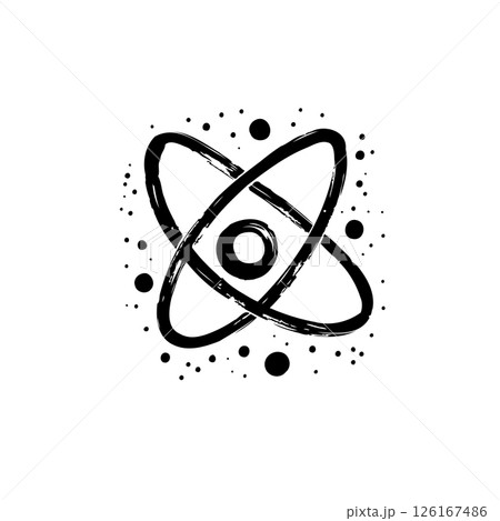 Abstract atom symbol in grunge style, science concept and scientific research Abstract atom symbol in grunge style, science concept and scientific research 126167486