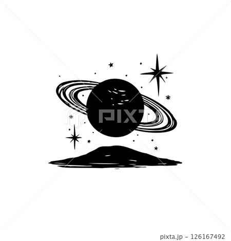 Cosmic planet with majestic ring system, ethereal star formations and dreamy hillscape Cosmic planet with majestic ring system, ethereal star formations and dreamy hillscape 126167492