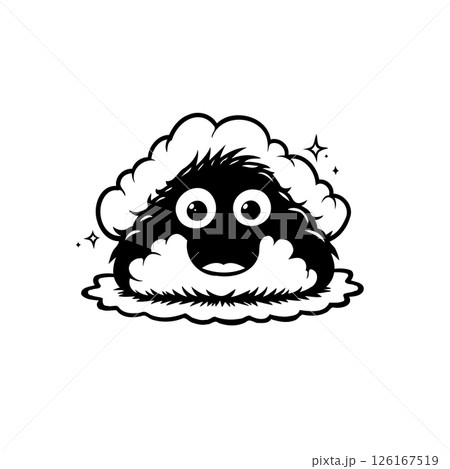 Whimsical Cloud Creature: A Charming Black and White Vector Illustration Whimsical Cloud Creature: A Charming Black and White Vector Illustration 126167519