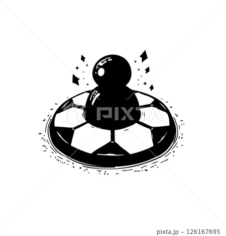 Minimalist illustration of a soccer ball with a glossy sphere on top design Minimalist illustration of a soccer ball with a glossy sphere on top design 126167695