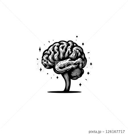 Detailed monochrome vector representation of the human brain with sparkle elements 126167717