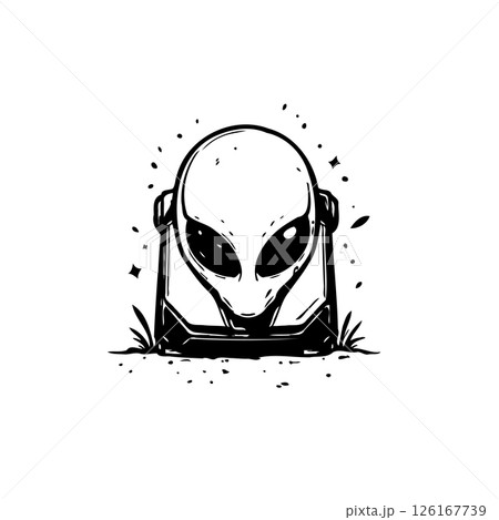 Stylized Extraterrestrial Encounter: A Minimalist Alien Illustration for Digital Use 126167739