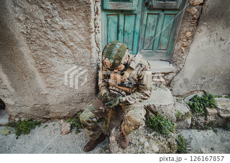 Soldier Seeks Orientation During A Mission In A Foreign Country 126167857