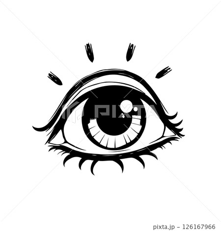 Stylized eye illustration with bold linework suggesting visual perception 126167966