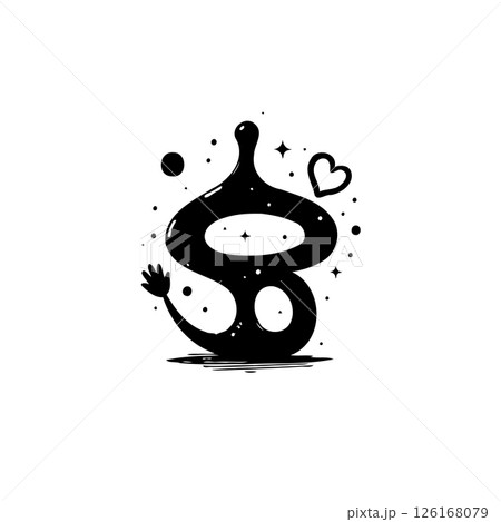 Stylized Silhouette Depiction of Abstract Form with Playful Cosmic Accents Stylized Silhouette Depiction of Abstract Form with Playful Cosmic Accents 126168079