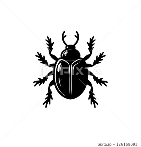 Monochrome stylized beetle illustration with detailed legs and antennae vector Monochrome stylized beetle illustration with detailed legs and antennae vector 126168093