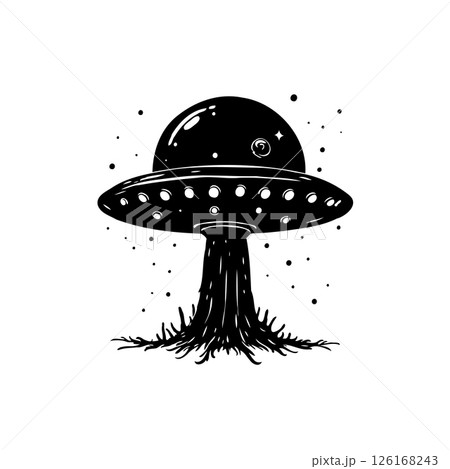 Monochrome representation of a stylized extraterrestrial spacecraft concept Monochrome representation of a stylized extraterrestrial spacecraft concept 126168243