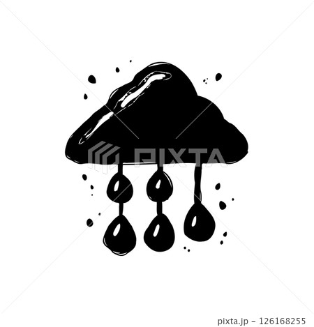 Stylized Weather Icon: Depiction of Rainfall with a Black Cloud Design Stylized Weather Icon: Depiction of Rainfall with a Black Cloud Design 126168255