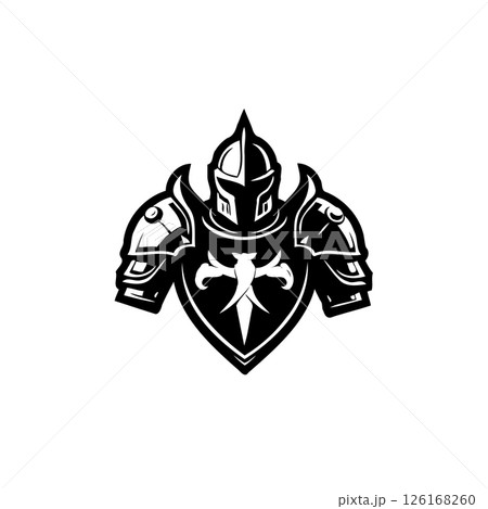 Bold knight mascot logo design showcasing medieval armor and shield emblem 126168260