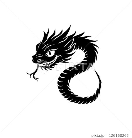 Stylized serpentine creature illustration with an aggressive look for graphics 126168265