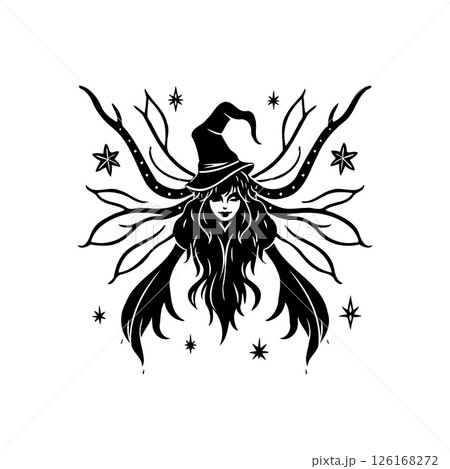 Enigmatic enchantress, stylized vector art revealing halloween's mystery and magic 126168272