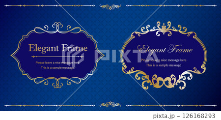 高級感のあるエレガンスなフレームセット、飾り罫、装飾デザイン、上品な背景、金、ゴールド、赤 126168293
