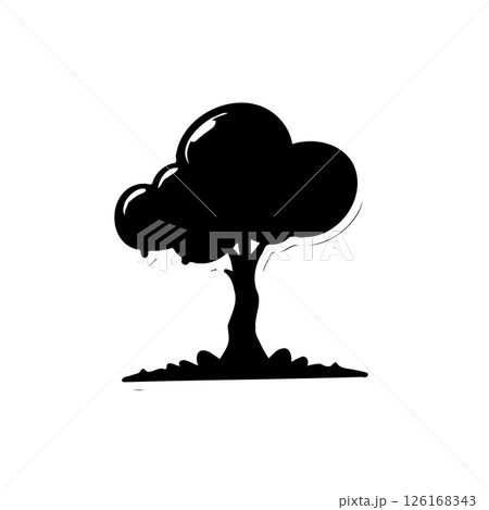 Simple monochrome tree illustration offering a minimalist aesthetic appeal Simple monochrome tree illustration offering a minimalist aesthetic appeal 126168343