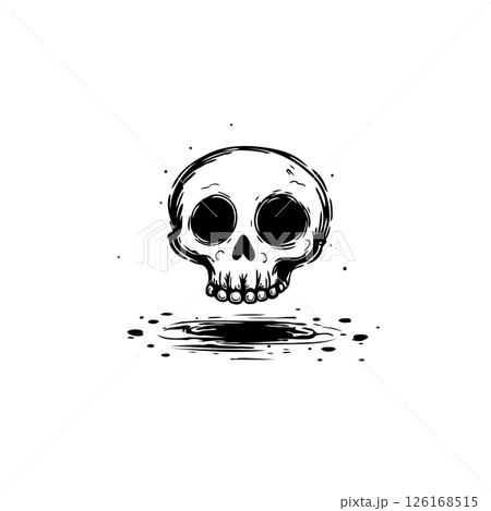 Abstract skull artwork with a spooky and ethereal floating presence on white backdrop Abstract skull artwork with a spooky and ethereal floating presence on white backdrop 126168515