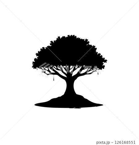 Majestic Banyan Silhouette: A timeless symbol of endurance and growth within nature 126168551