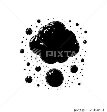 Abstract dark ink cloud with glossy orbs illustration on white background Abstract dark ink cloud with glossy orbs illustration on white background 126168561
