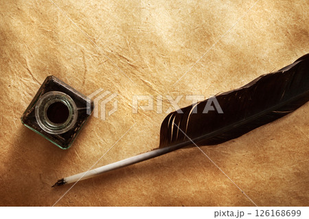 Quill pen and ink well Quill pen and ink well 126168699