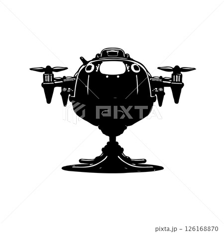 Stylized futuristic drone illustration with sleek design and innovative features 126168870