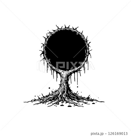 Abstract Monochrome Artwork: Depiction of a Symbolic Tree with Unique Aesthetics Abstract Monochrome Artwork: Depiction of a Symbolic Tree with Unique Aesthetics 126169013