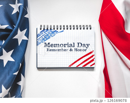 Memorial Day. American Flag and congratulatory inscription Memorial Day. American Flag and congratulatory inscription 126169078