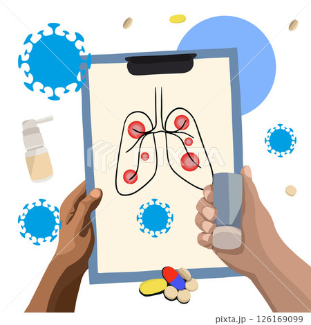 Vector isolated illustration of bronchial asthma treatment. 126169099