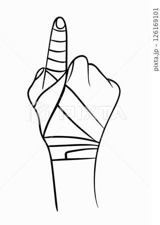 Vector isolated illustration of bandaging a finger. First aid for finger injuries. 126169101
