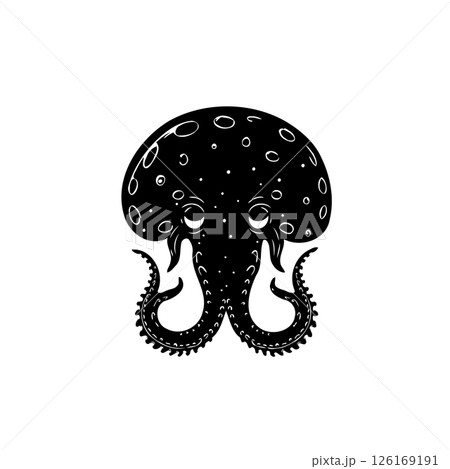 Monochrome cephalopod artwork depicting mysterious creature of the deep sea Monochrome cephalopod artwork depicting mysterious creature of the deep sea 126169191