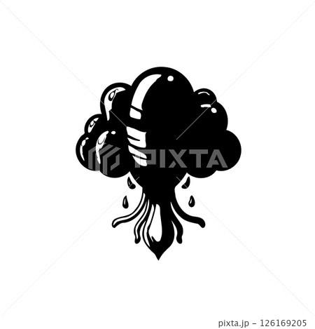 Stylized arboreal design exhibiting contrasting tonality of form and fluidity 126169205