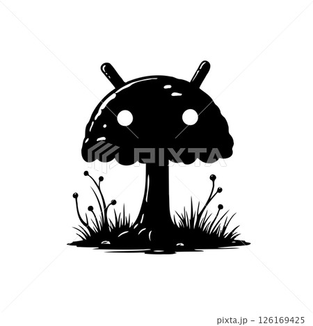 Stylized anthropomorphic form in monochrome digital illustration vector design 126169425