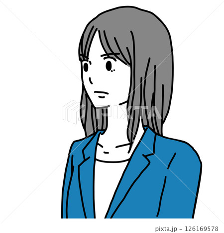 スーツを着た怒った顔の若い女性のイラスト スーツを着た怒った顔の若い女性のイラスト 126169578
