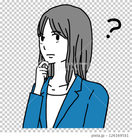 疑問を持つスーツの女性のイラスト 疑問を持つスーツの女性のイラスト 126169581