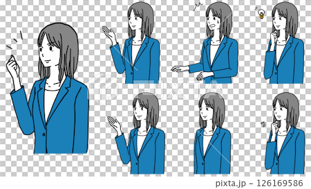Illustration set of a woman in a suit 126169586