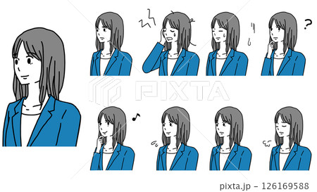 スーツを着た若い女性の上半身アイコンイラストセット 126169588