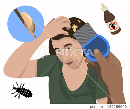 Vector isolated illustration of comb to remove nits. Combing nits. A remedy for pediculosis. Vector isolated illustration of comb to remove nits. Combing nits. A remedy for pediculosis. 126169640