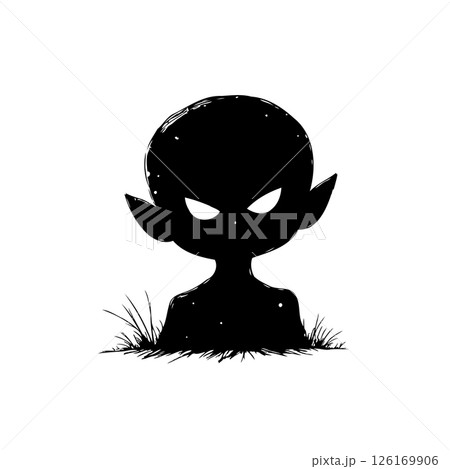 Eerie silhouette figure lurking from the shadows, simple monochrome design 126169906