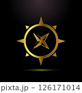 Compass icon design illustration, Navigation sign symbol in gold color style 126171014