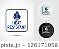 Heat resistant icon design illustration, Heat resistant label sign symbol in color, black and white 126171058